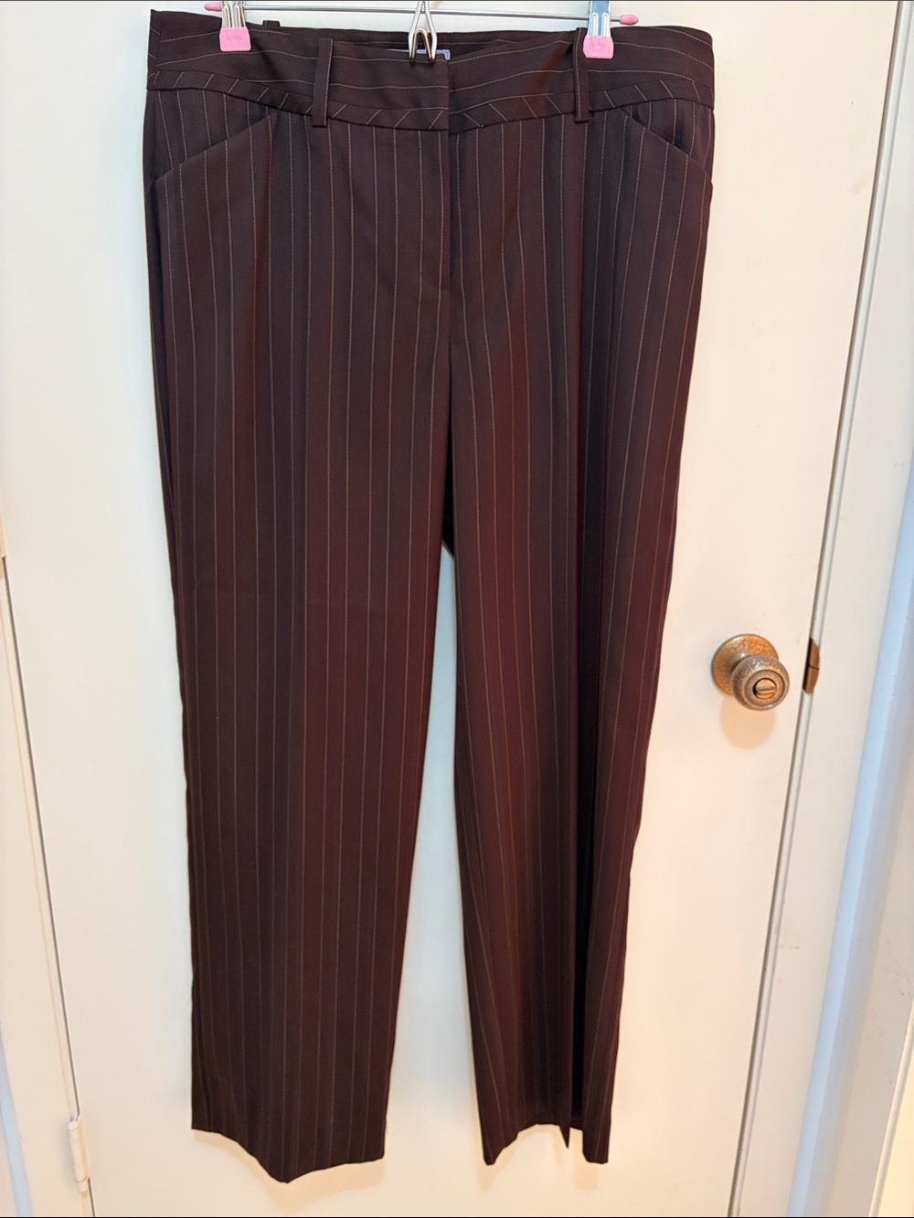 Women’s Brown Pinstripe Dress Trousers - Classic Tailored Fit